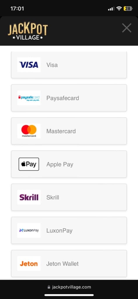 Jackpot Village payment