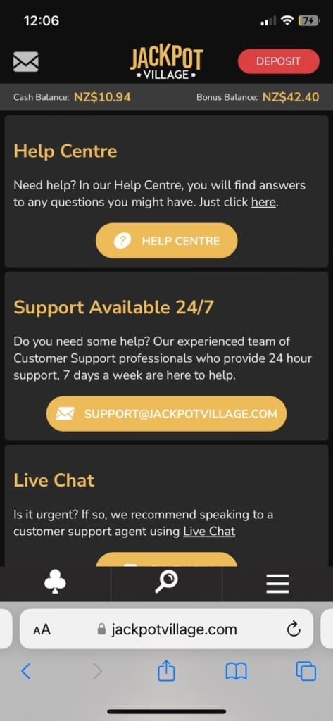 Jackpot Village support