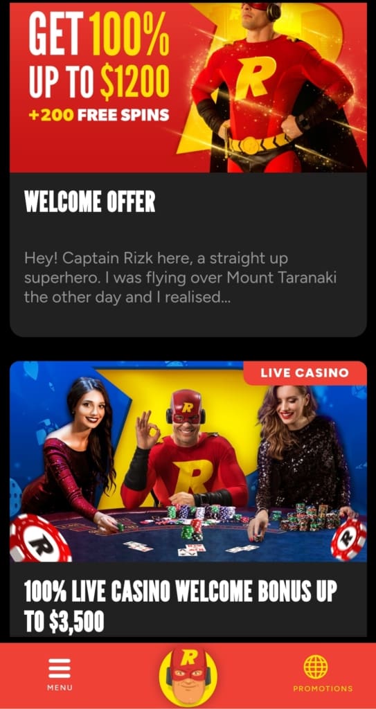 Rizk Casino Screen