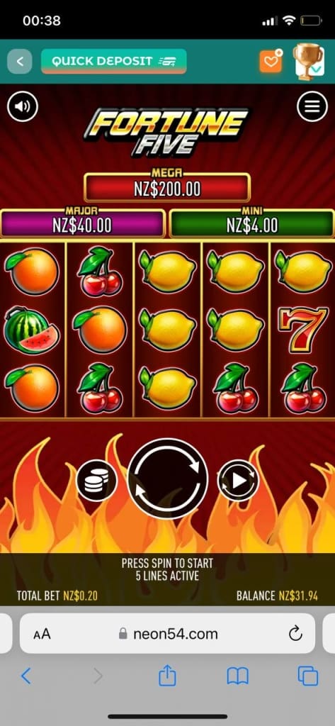 Fortune Five game screenshot