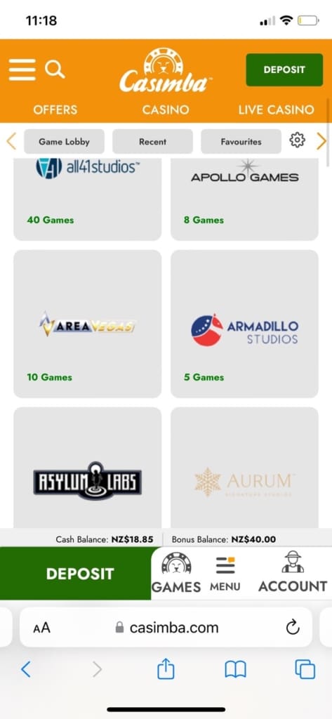 Casimba Casino Screen