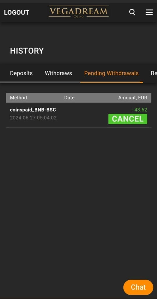 Vegadream Casino Screen