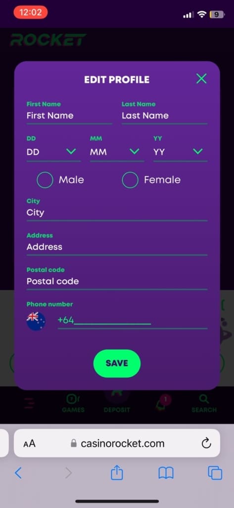 casino rocket register