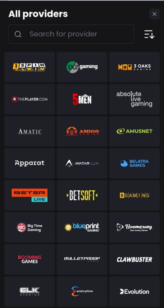 Asino Casino providers