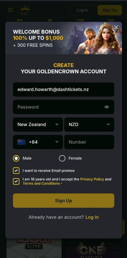 golden crown login