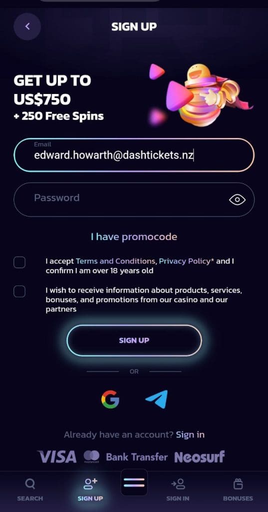 21bit Casino sing up