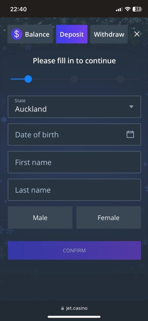 Jet Casino deposit